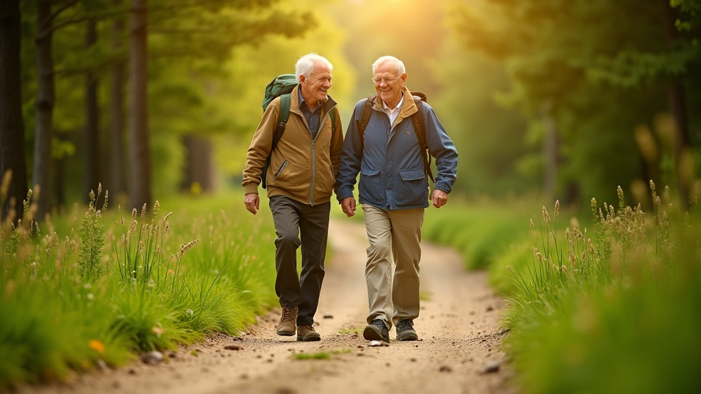 Older adults enjoying a peaceful walk on a vcc-eg trail together